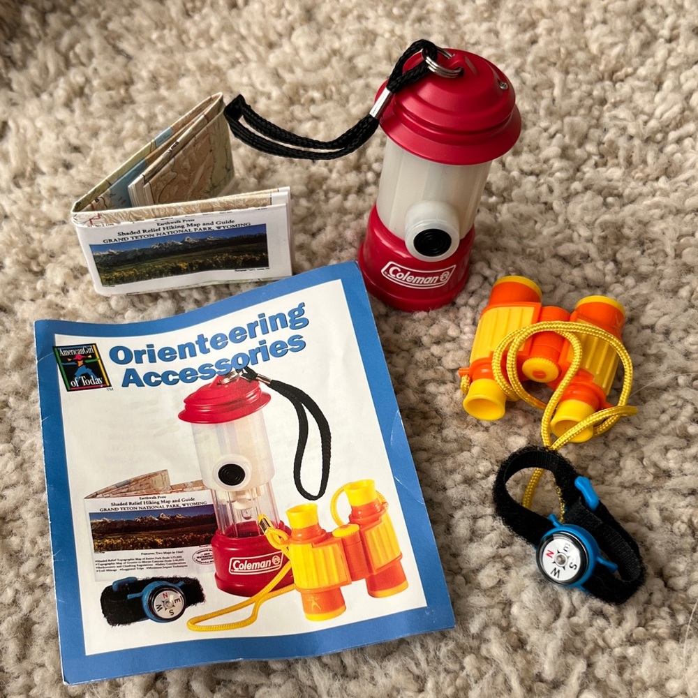 EUC American Girl Vintage Rare Orienteering Accessories Set - Red and Yellow